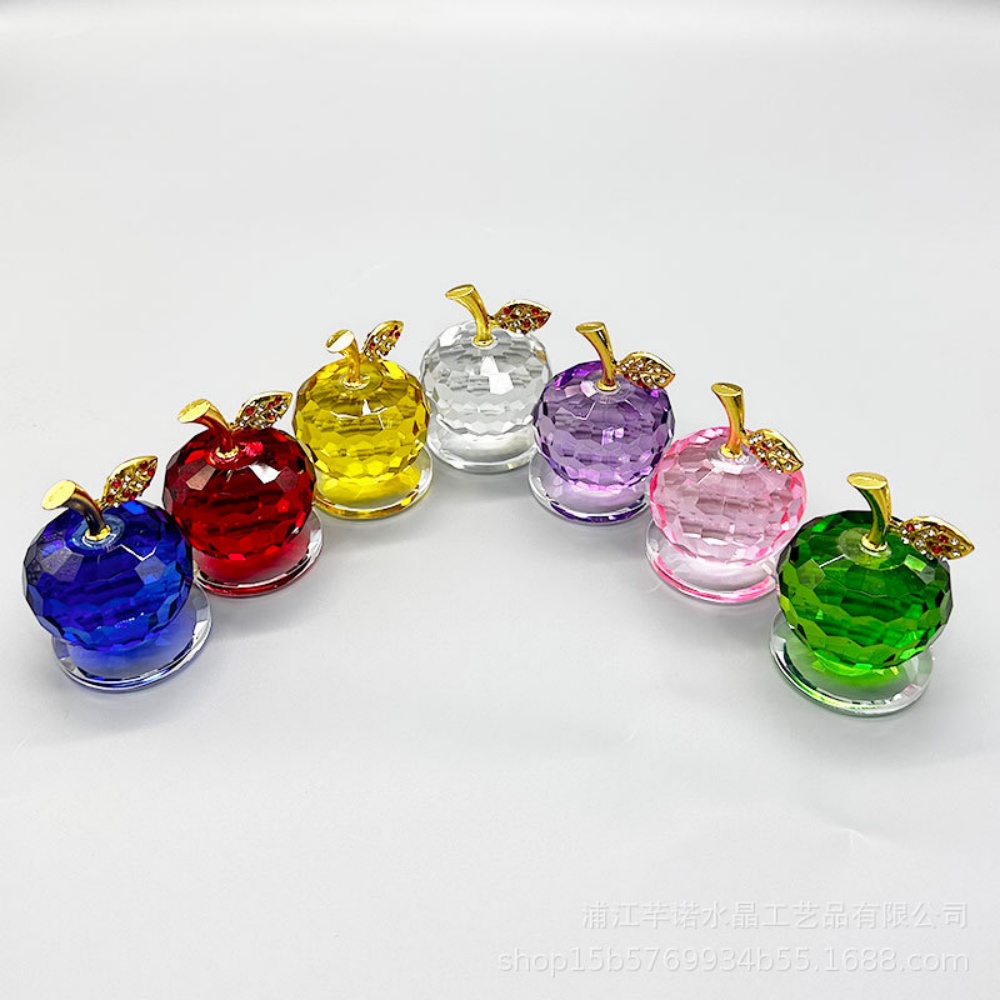 Car Accessories Oman - 3D Crystal Apple Ornament Diamond Apple