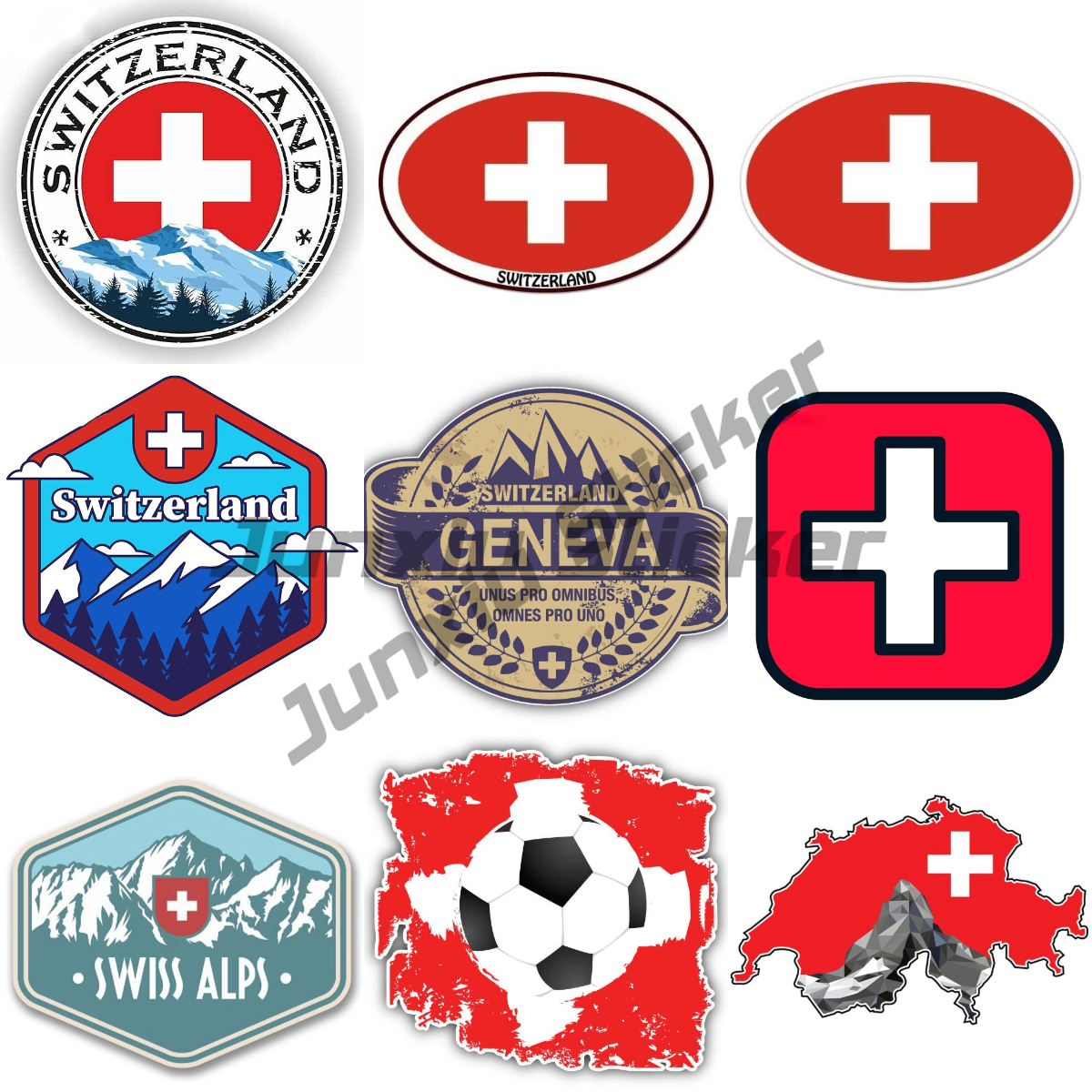 Car Accessories Zurich - Swiss Alps Switzerland Flag Sticker Switerland