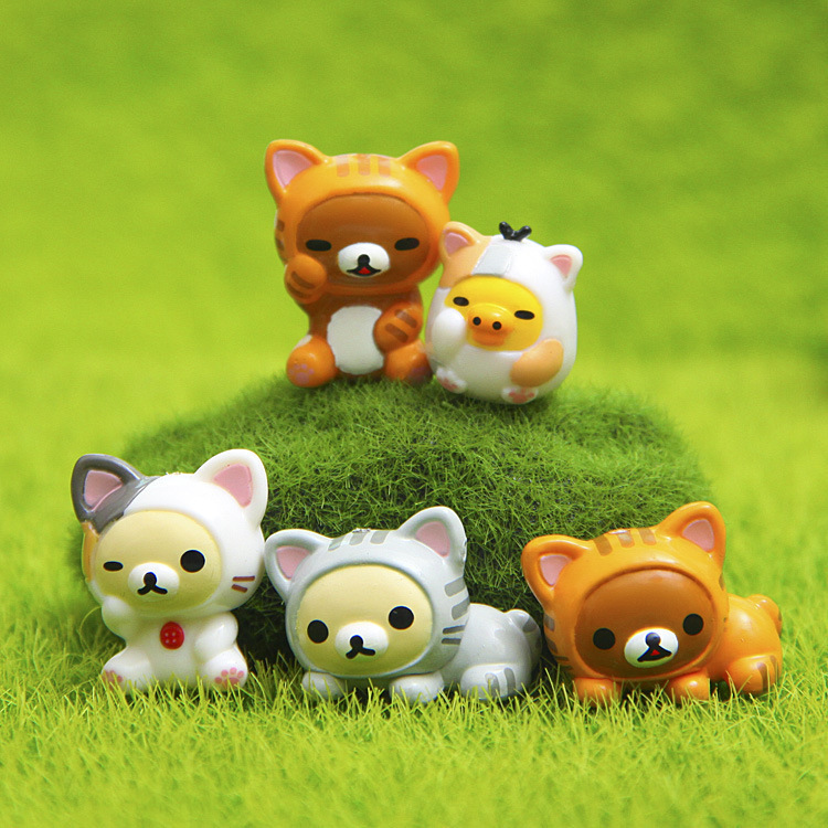 Car Accessories Oman - 5pcs Rilakkuma Action Figures Cute Relax