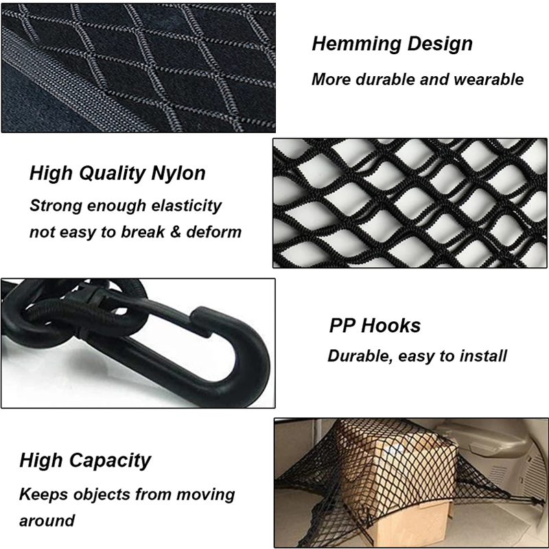 4 HooK 70x70 CM Car Trunk Net  – обзор и цена Car Cargo Net Trunk